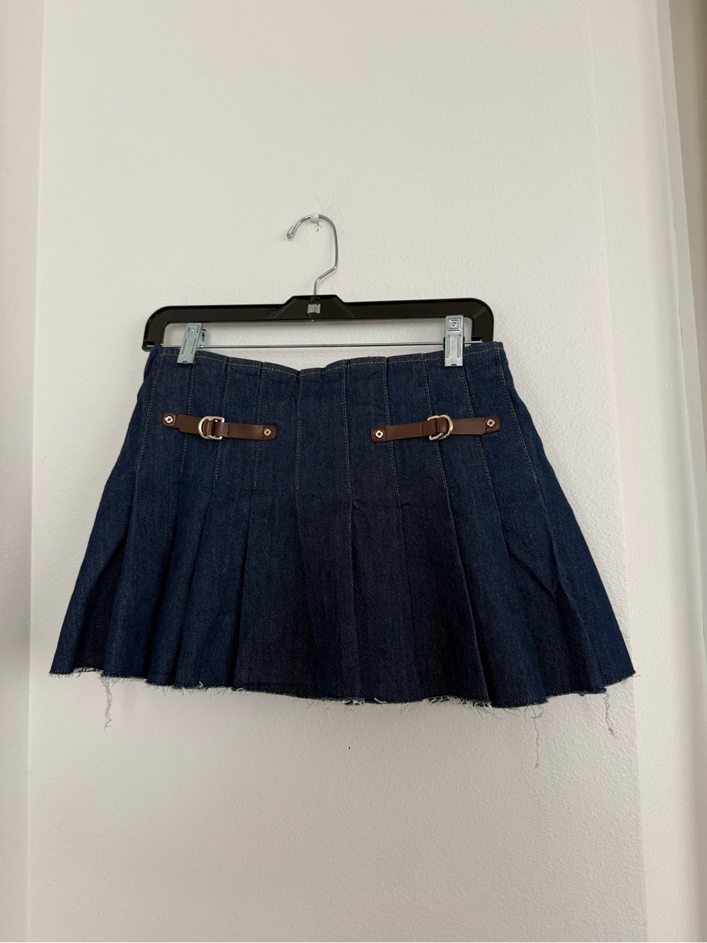 Maje Denim Pleated Mini Skirt